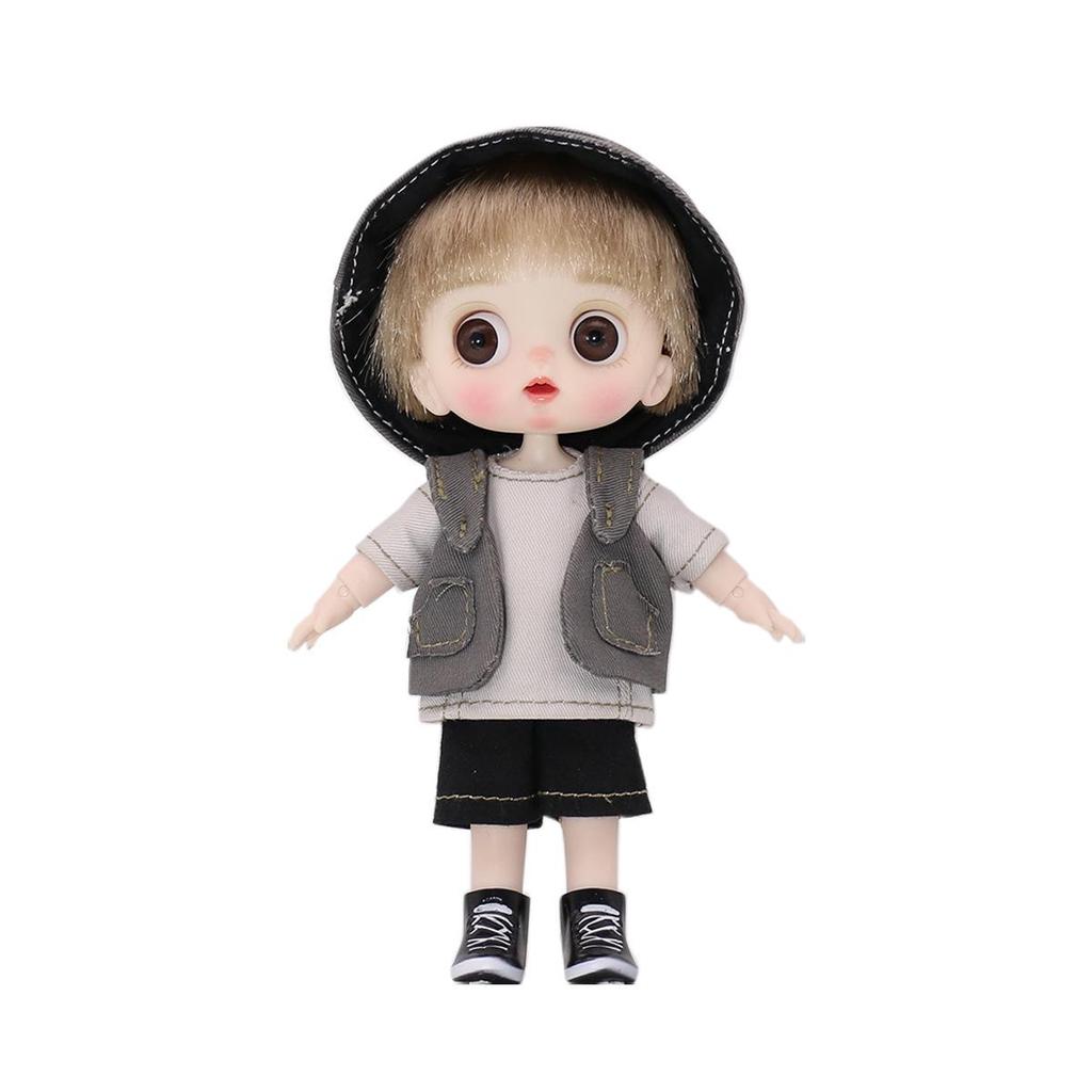 Peach Maruko 4.5" BJD Skateboard Boy Doll with Changeable Clothes - Birthday Gift Figurine