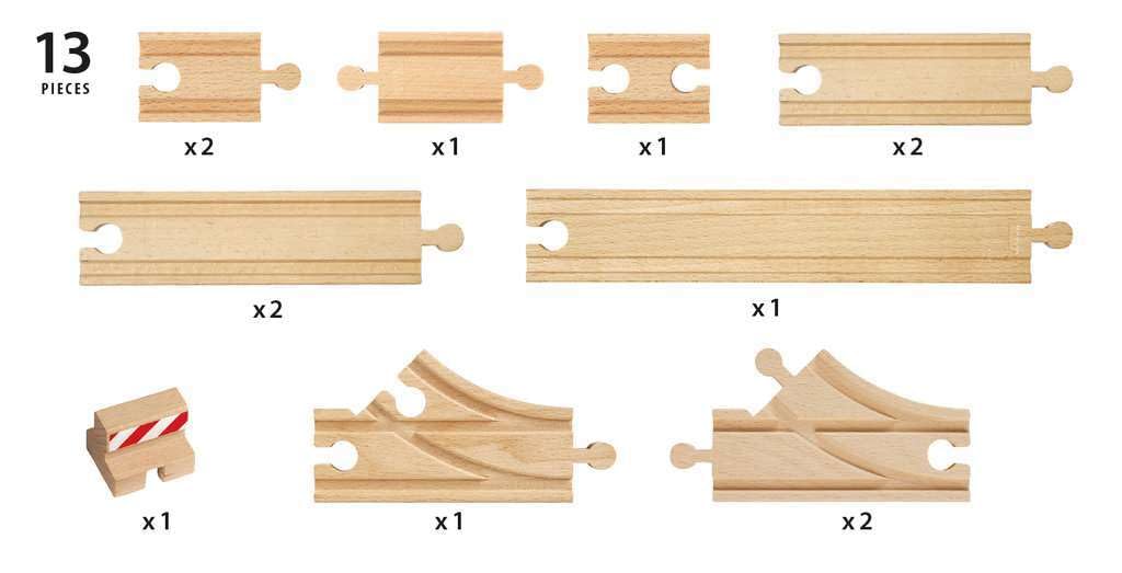 BRIO Starter Rail Set (13 Pieces) 33394, for Ages 3 and Up. [Toy, Wooden Toy, Wooden Rail, Gift (Birthday/Christmas)]