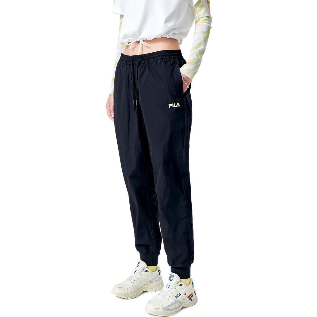 Fila Fusion Ретро Спортивные С принтом Свободные Тканые Брюки-джоггеры Женские Нижняя одежда Глубокий Черный T11W131803F-BK
