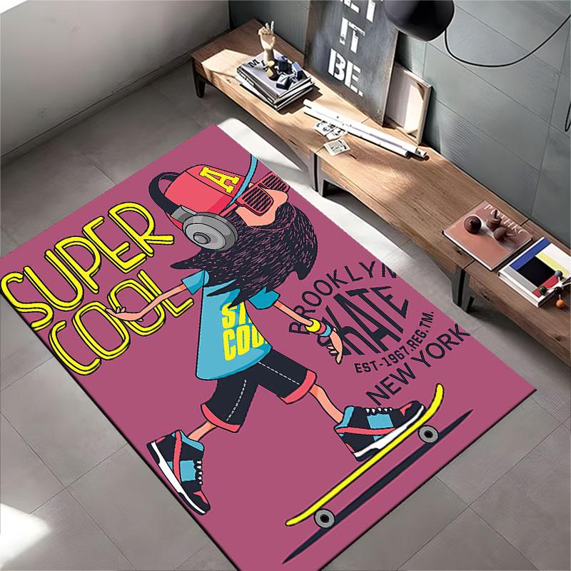 "Skateboarding Super Cool Style" suitable as a non-slip mat for the living room or bedroom sofa