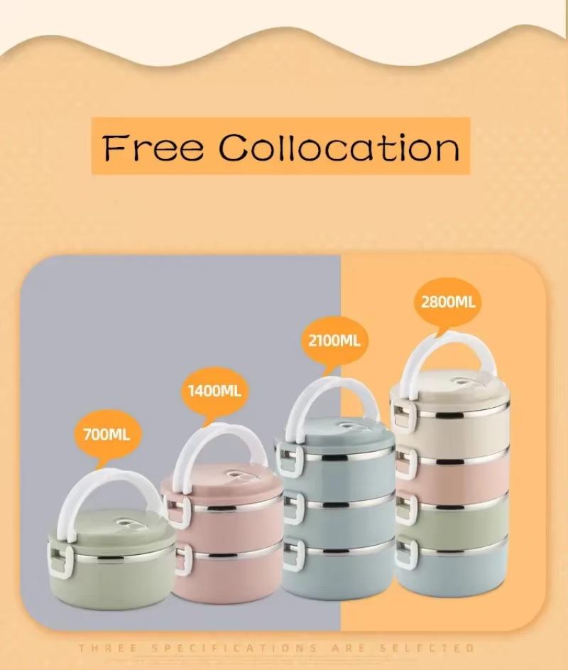 1-4 Layer Food Storage Containers Microwaveable Bento Lunch Box with Handle Insulated Food Container for Work School Camping Box