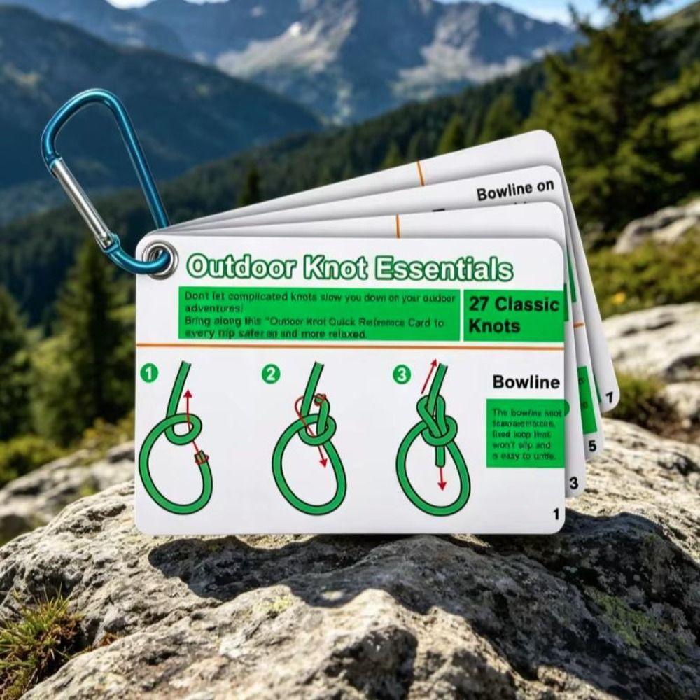 Waterproof Cards Rock Climbing Knot Cards 27 Rope Knots Knot Tying Cards Bushcraft