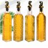 Transparent Glass Olive Oil Bottle, Leakproof, Kitchen Seasoning, Soy Sauce, Vinegar Press Type, Cruet Barbecue Bottle, 500ml