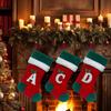 18 Inches Monogram Christmas Stockings with Letters Embroidered Initials Xmas Hanging Stockings for Fireplace Christmas Party Decoration