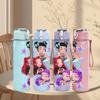 1PC Fashion Girl Character Art 750ml Color Plastic Sports Water Bottle Leakproof Flip Straw Lid Suitable for Sports Office Home Use