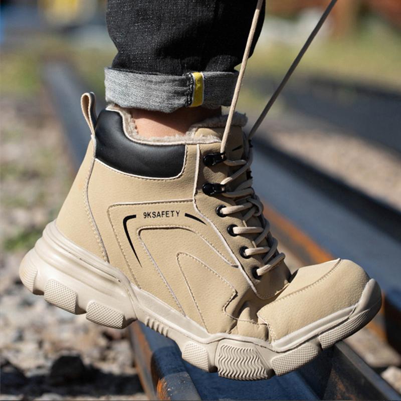 Men Boots Winter Work Safety Boots Anti-smash Anti-stab Working Shoes Steel Toe Ankle Boots Plus Size 48 Men Safety Shoes Winter