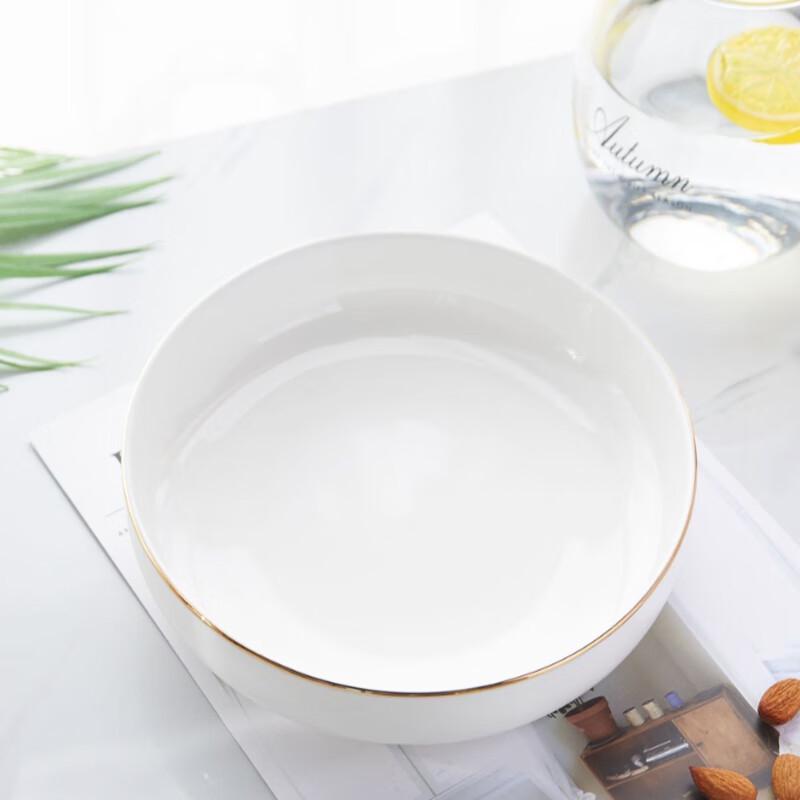 LISM Hand-Gilded Ceramic Rimmed Pasta/Salad Plates, 8-inch (Set of 2)