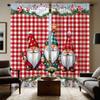 2pcs HD Red and White Plaid Christmas Dwarf Curtain Green Red Tie Digital Printed Curtain Home Decoration Style Decorate Livi