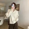 Spring New Loose and Chic Lo-neck Sweater with Knitted Bottoming Shirt Women's Top