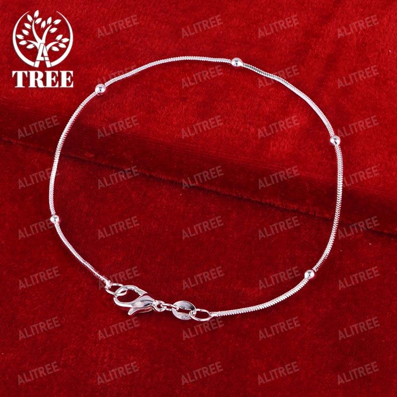 ALITREE 18K Yellow Gold 1.7mm Beads Chain Bracelets For Woman Party Engagement Wedding Christmas Birthday Fashion Jewelry Gifts