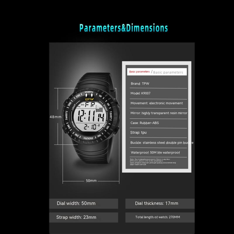 TPW Мужские роскошные аналоговые цифровые военные армейские спортивные светодиодные водонепроницаемые наручные часы