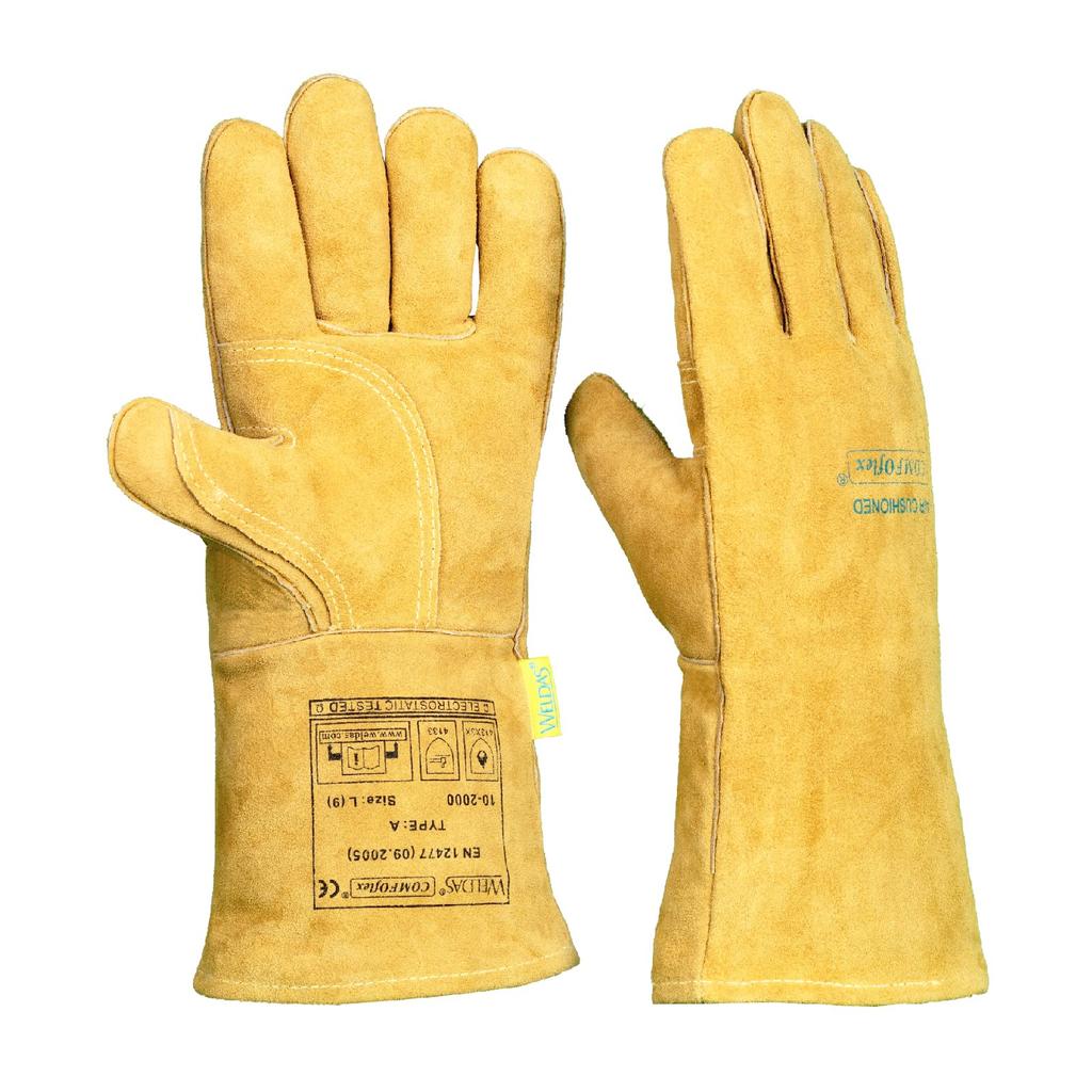 Weldas COMFOflex 10-2000L Cowhide Welding Gloves, Size L, Sand