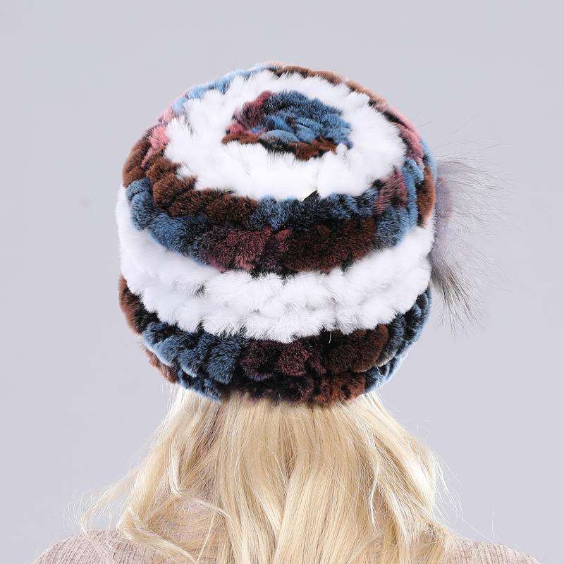 Вязаные шапки из натурального меха кролика рекса для женщин, зимняя теплая шапка из 100% натурального меха кролика рекс, русская женская меховая шапка