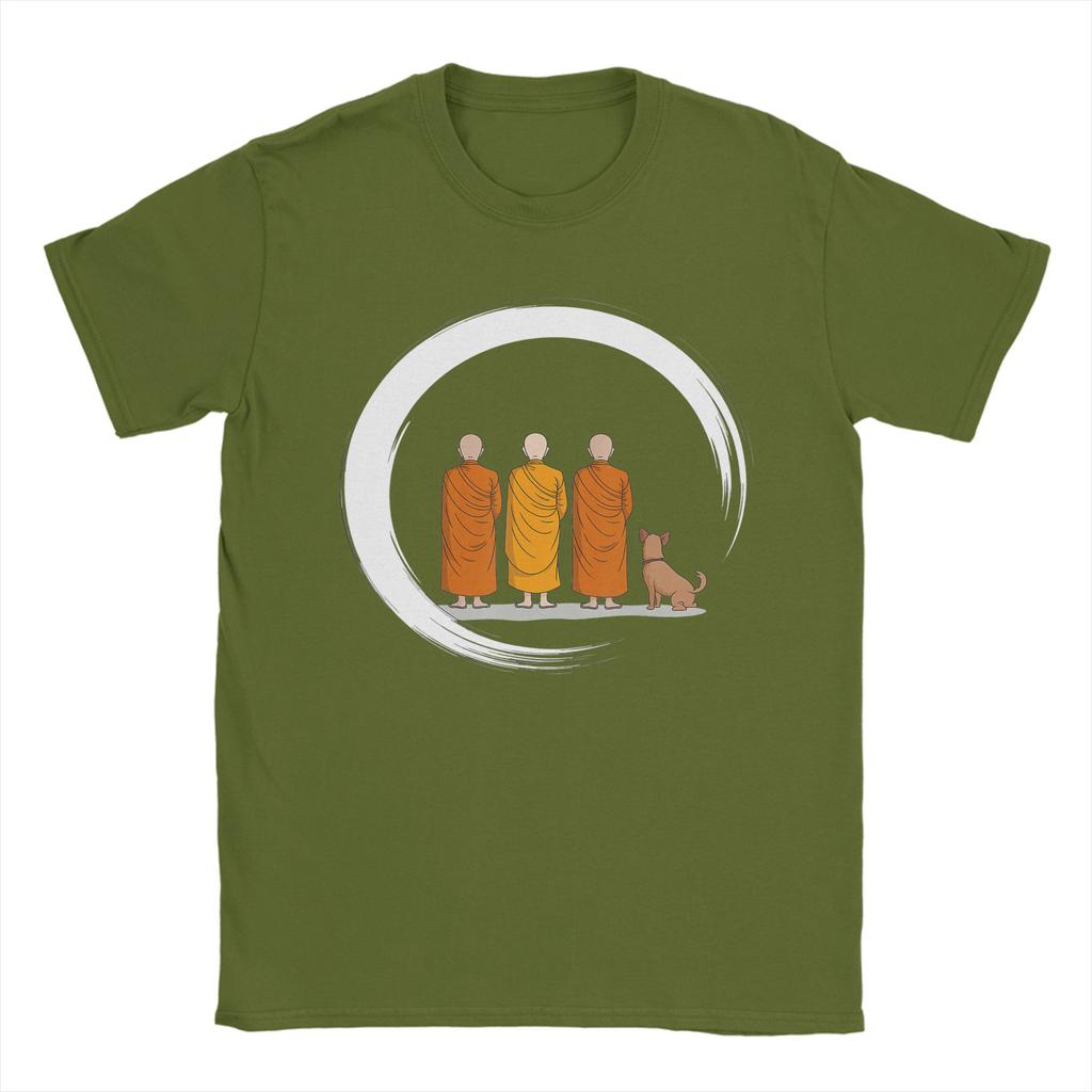 Unisexs TShirts Peace Walking Monks Minimalist Zen Art Fashion Pure Cotton Tees Short Sleeve  T Shirts Crewneck Tops Party