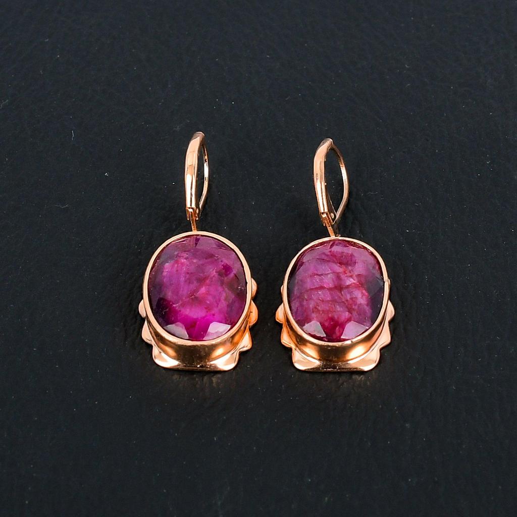 Рубиновые лабораторные драгоценные камни, медные украшения ручной работы, красивые серьги для нее