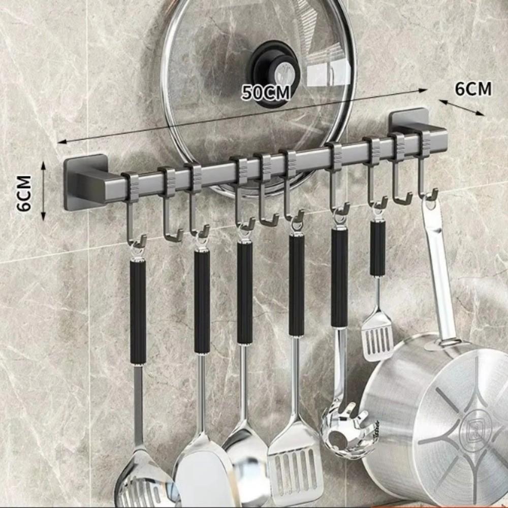 Adjustable Kitchen Hook Wall Mounted Hanging Rod New Storage Rack Kitchen Utensils