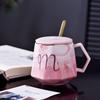 Керамическая кружка под мрамор с алмазным напылением, кофейная кружка с крышкой и ложкой, подарочная коробка