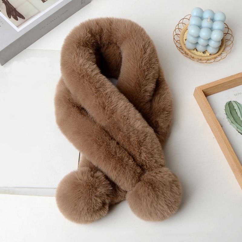 Новый искусственный мех кролика выдры двойной зимний шарф женский искусственный мех кролика утолщенный теплый модный плюшевый шарф