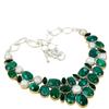 Emerald, Pearl Gemstone 925 Sterling SilverNecklace 925 Stamped