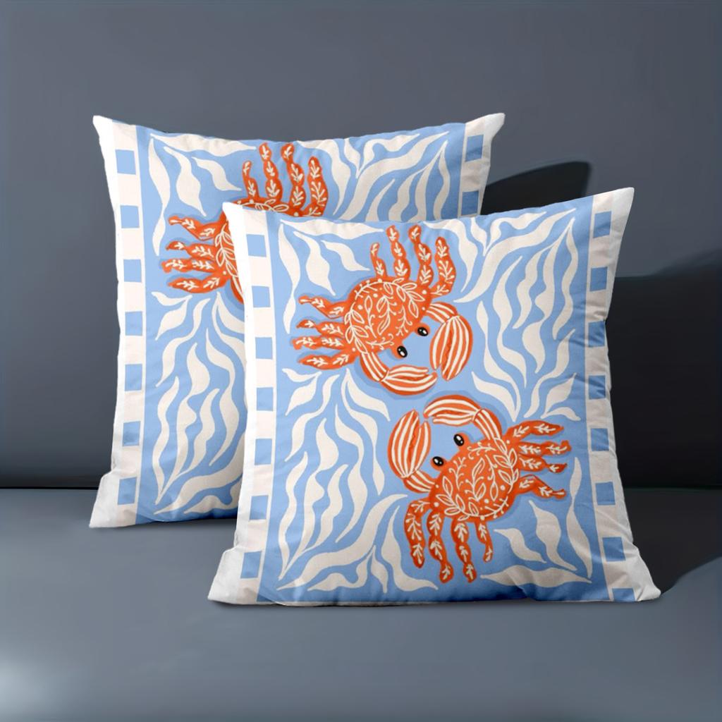 1 Pieces Blue And White Crabs Pattern Decorative Throw Pillows Polyester pillowcase sofa decorative cushion cov Headboard Pillow