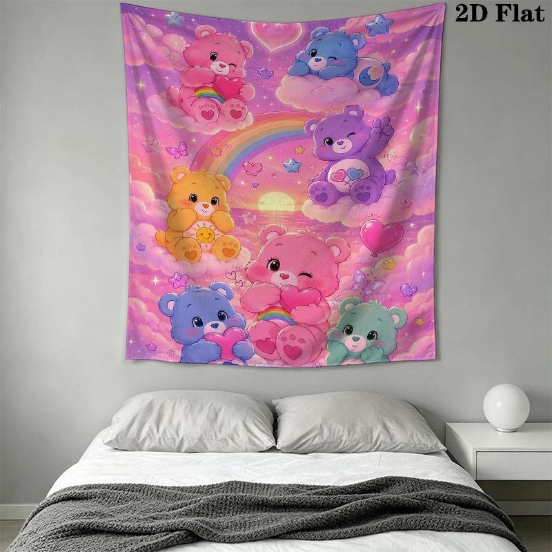 Care Bears Wall Tapestry Aesthetic Wall Hanging Printed Fabric Blanket Decorative Tapestries for Bedroom Living Room Home Decor