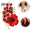 Alloy Memorial Badge Never Forgotten Victory Blossom Brooch, Red Flower Lapel Pin with Rhinestone Rhinestone, Jewelry for Veterans Brooch