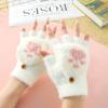 Flip Cover Half Finger Gloves Soft Plus Winter Mittens  Children's Handwriting