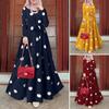 New Womens Polka Dot Muslim Dubai Abaya Dress Bohemia Holiday Party Maxi Dresses