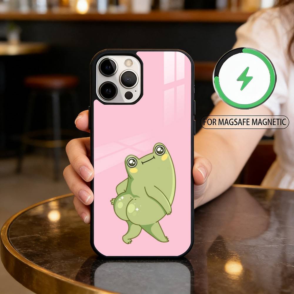 T-The F-Frog C-Cute Magnetic For Magsafe Wireless Charging Phone Case For iPhone17,16,15,14,13,12,11 Plus,Pro Max