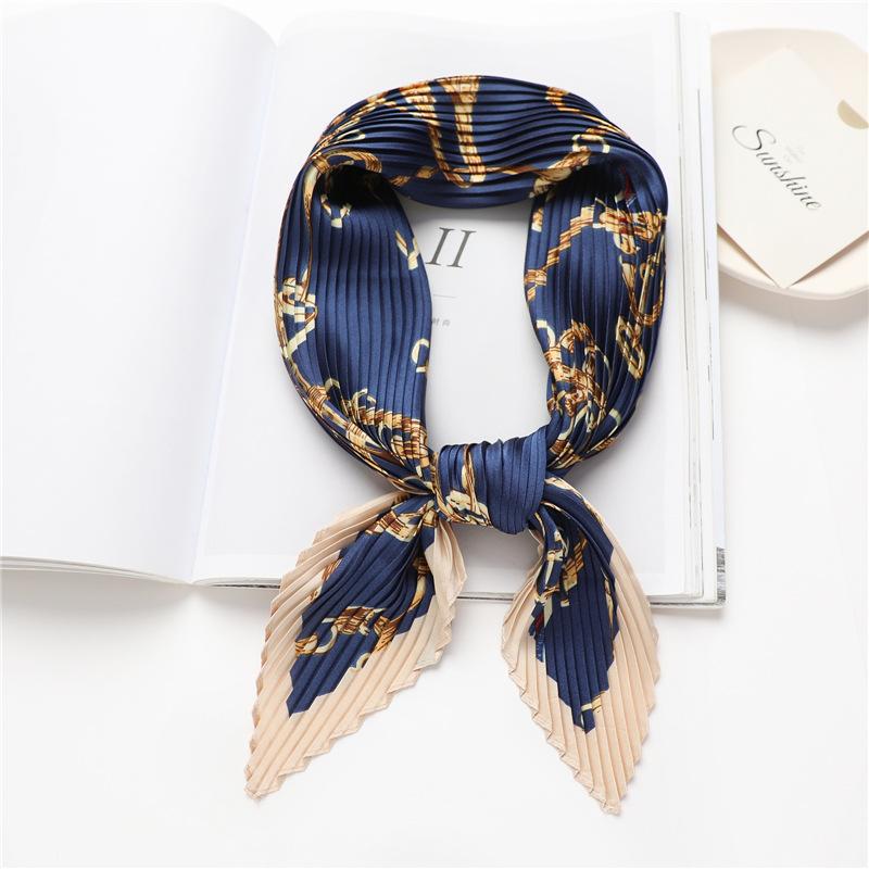 New plaid silk scarf European and American temperament scarf simulation silk spring summer decorative scarf professional silk scarf crumpled square sc