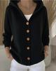 2025 Women’s Solid Color Button Knit Hooded Cardigan Sweater - Casual Fashion for Autumn & Winter