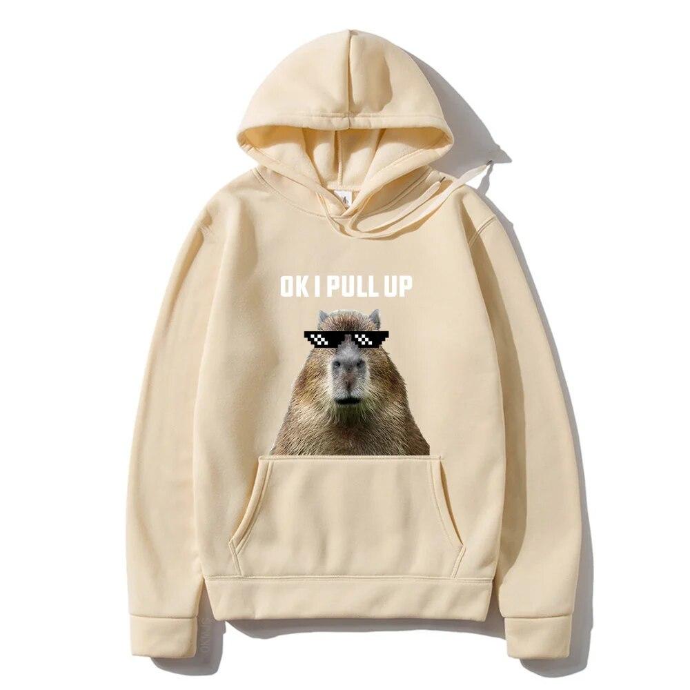 Забавная толстовка с принтом капибары, унисекс, повседневные толстовки с капюшоном большого размера, готические пуловеры, хит продаж, одежда унисекс