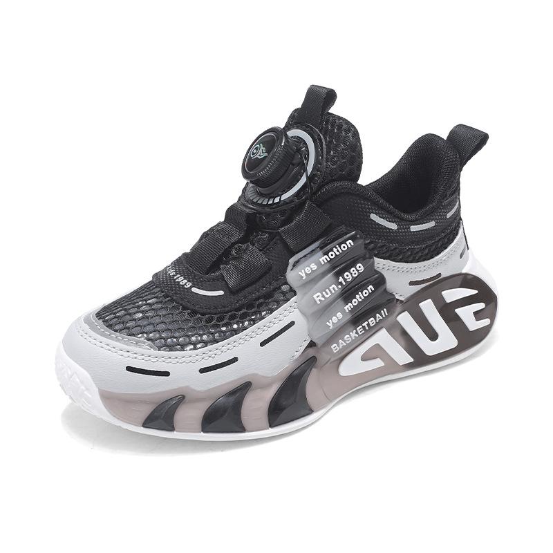 Одноклассники Мальчики Осень 2025 Новые Детские Вращающиеся Кнопки Папины Кроссовки Средние и Старшие Дети Беговые Дышащие Весна и Осень