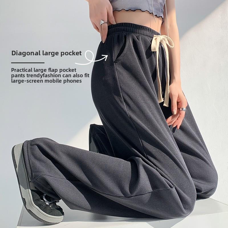 GMXIA Узкие широкие брюки женские прямые спортивные брюки весна-лето маленькие повседневные брюки с высокой талией белые