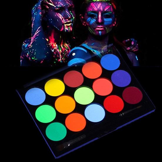 Water Based Face Body Painting Kit 15 Color Eyeshadow Palette Glow In The Dark Quick Dry High Pigmented Body Face Makeup Pallet