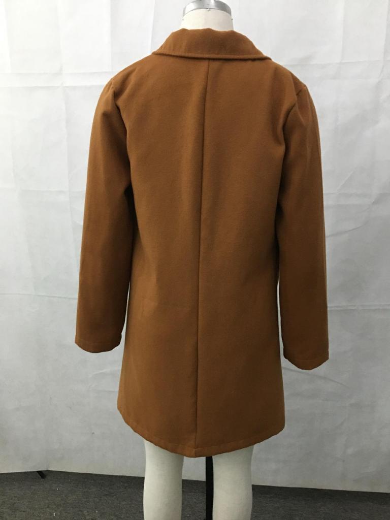 Women's Woolen Mid-Length Trench Coat, British Style, Classic Solid Color, Winter Workwear, Double-Sided Fleece.