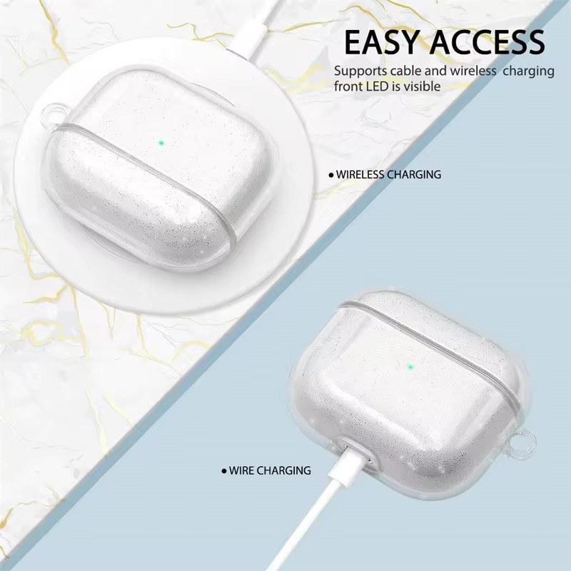 Мягкий чехол для наушников Bling Glitter для Apple Airpods Pro 2 2022 2-го поколения Air Pods 3 2 1 3-го поколения с брелоком