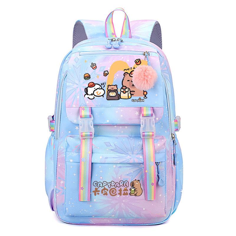 Популярный 2025 Капибара Capybara многоцветный красивый, грязеотталкивающий и прочный, милый школьный рюкзак для детей младшего школьного возраста