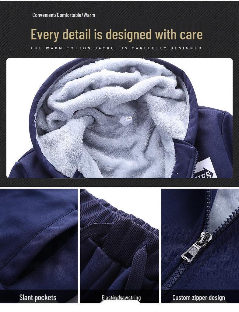 Men's Fleece-Lined Sporty Casual Two-Piece Suit for Autumn/Winter 2025