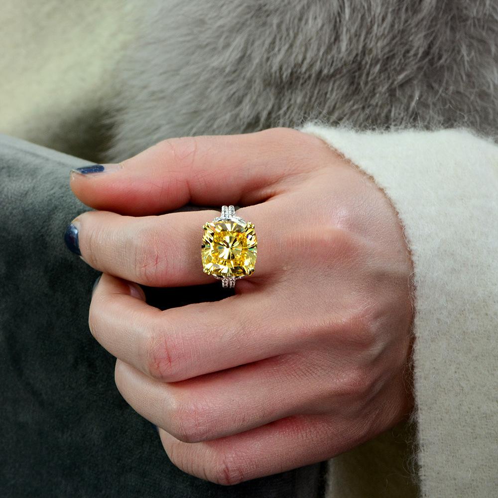 Gica Gema Кольца из стерлингового серебра 925 пробы, 14*14 мм, циркон квадратной формы, романтические ювелирные изделия, подарки для свадебной вечеринки