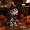 Festive Pet Cloak And Hat Set 1 Halloween Cat Witch Costume, Black Cape Wizard Hat, Moon Adjustable Star Pointed for Cats Small Medium