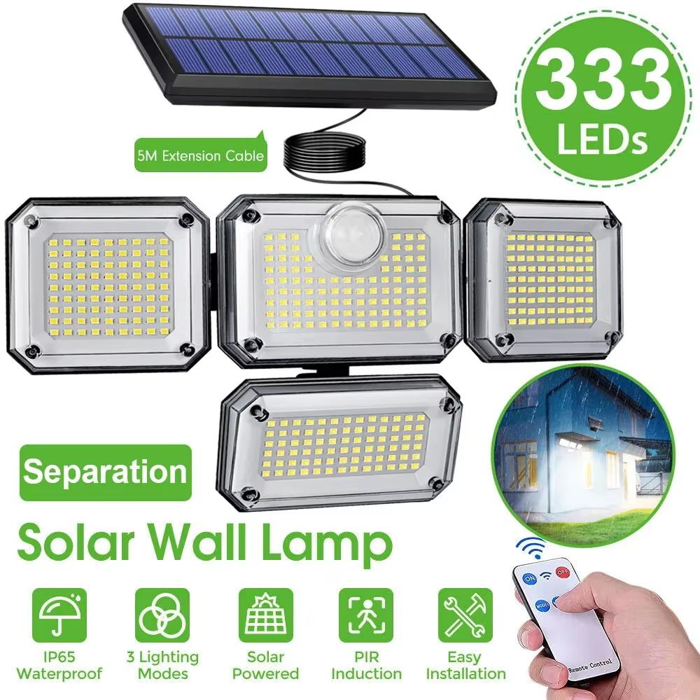 Solar Outdoor Light 122/333 LED Solar Security Flood Light with 3 Modes Adjustable Lighting Street Light for Garage Garden Patio