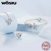 WOSTU 925 Sterling Silver Mother's Day Gold Charm Heart Wing Pendant Cross Tree Stopper Beads Fit Original Bracelet Guard Gift