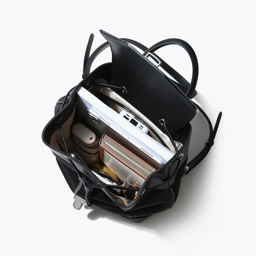 Новый нишевый повседневный рюкзак большой вместимости из высококачественной кожи с тканью, простой рюкзак для поездок на работу, женский, с замком, сумка для ноутбука