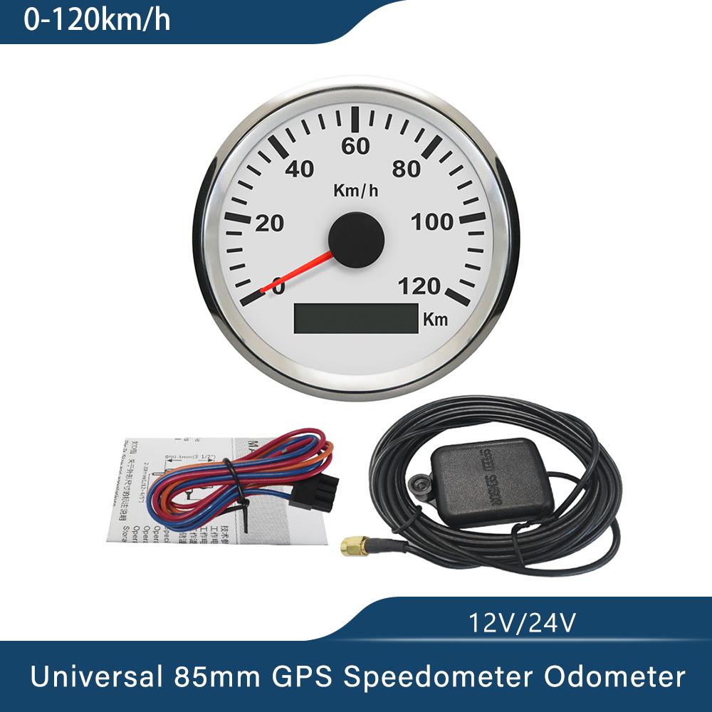 Универсальный GPS-спидометр 85 мм 120 км/ч 200 км/ч для Автомобиля Грузовика Лодки Мотоцикла Авто с Красной Подсветкой 12 В 24 В С GPS-антенной
