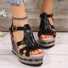 Thick Bottom Tassel Gladiator Sandals for Women Summer Ankle Strap Wedge Heels Sandals Woman Goth Chunky Platform Sandalias