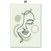 Geometric Green Woman Portrait Lines Plants Leaf Posters Prints Canvas Painting Wall Art Pictures For Living Room Home Decor