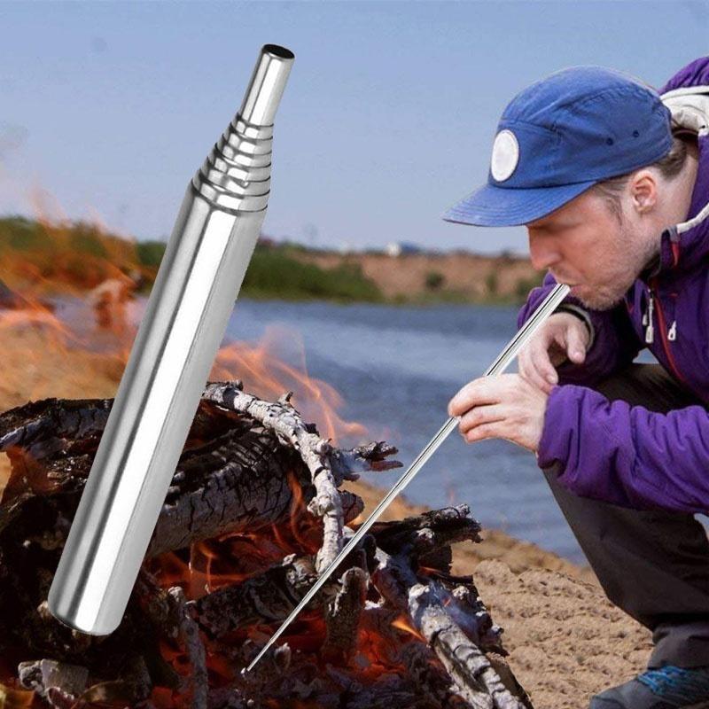 1/2 шт., карманная трубка из нержавеющей стали, складные инструменты для костра, инструменты для кемпинга, альпинизма, приготовления пищи