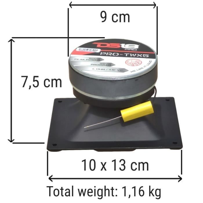 1 DS18 PRO-TWX5 PROTWX5 супертвитер 4 x 5" 10 x 13 см компрессионный драйвер 250 ватт rms 500 ватт макс 4 ома 107 дБ spl, 1 штука