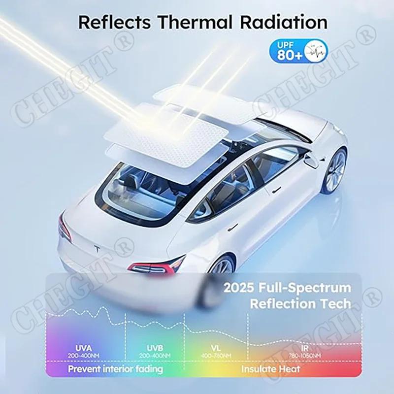 Солнцезащитные шторки для Tesla Model 3/ Y 2017-2025 Ледяная ткань Пряжка Солнцезащитный козырек Стекло Лобовое Заднее Стекло Крыша Люк Аксессуары